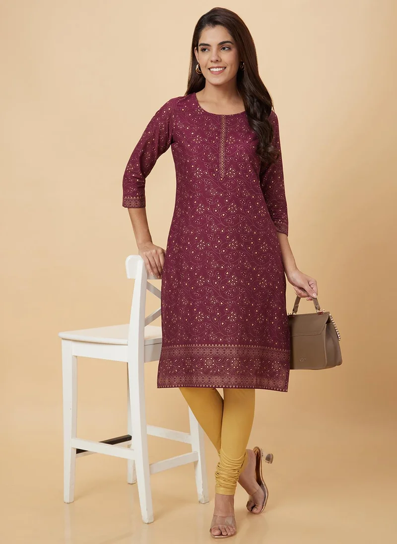 جلو باص جلوبس قميص قطني نسائي مطبوع بنقوش عرقية مستقيمة